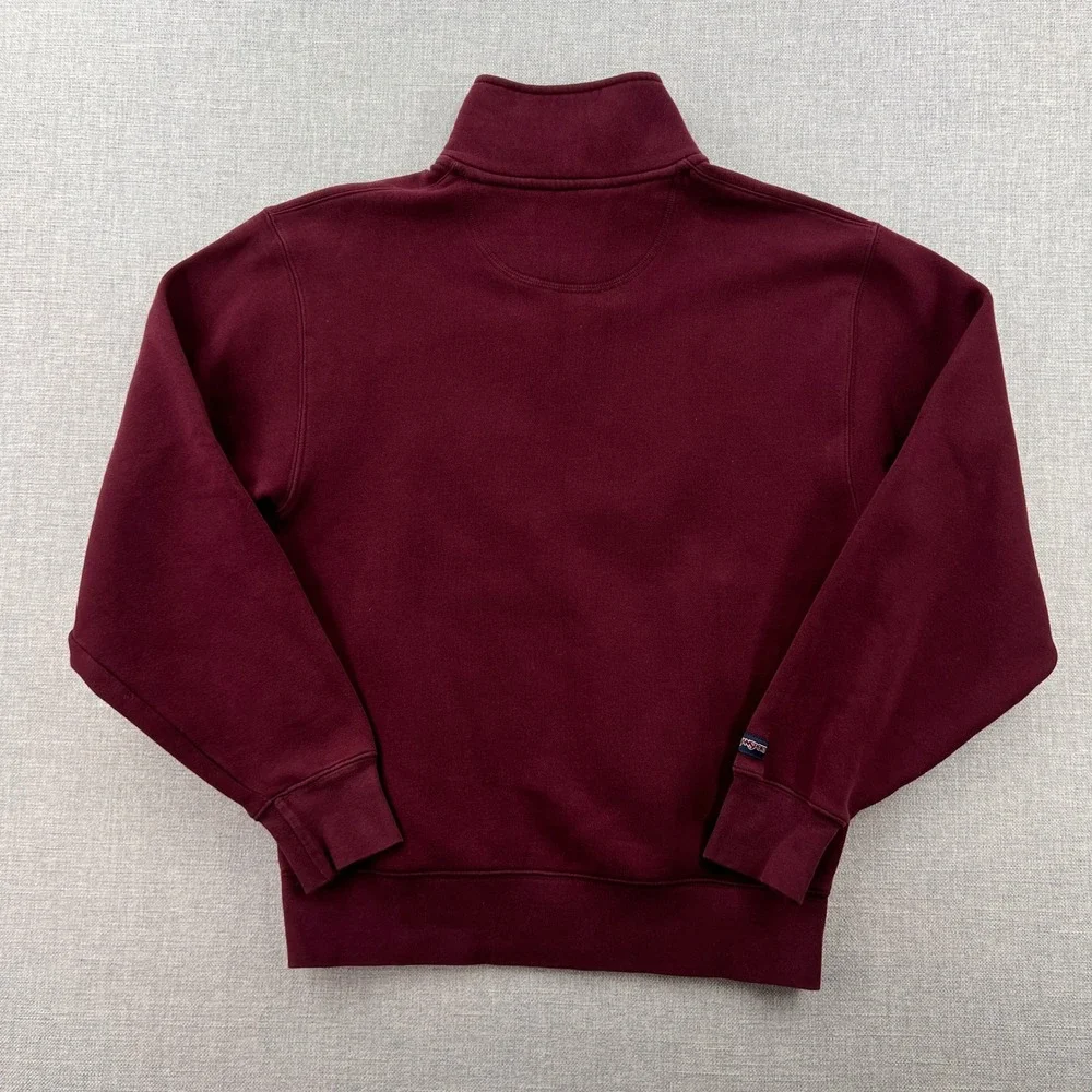 Jansport Aquinas College Quarter‎ Zip Sweatshirt Men Small Burgundy Embroidered